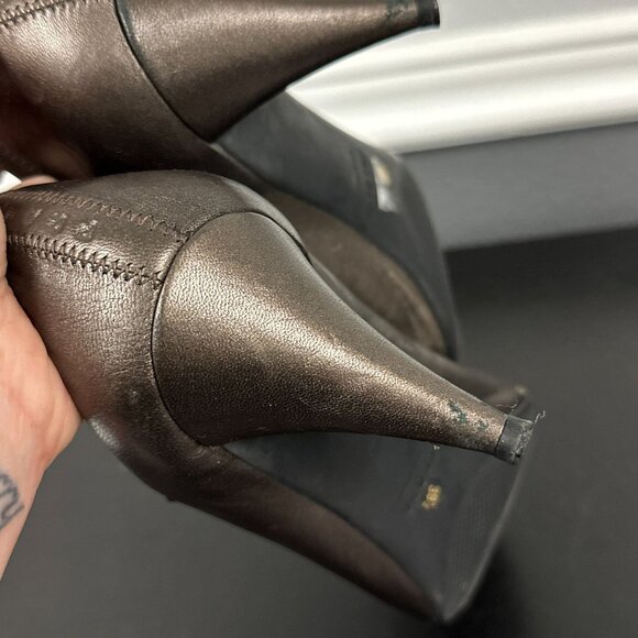 Prada Calzature Donna Mary Jane Heels Graphite Black Strappy Womens Size 39.5 - Picture 6 of 11